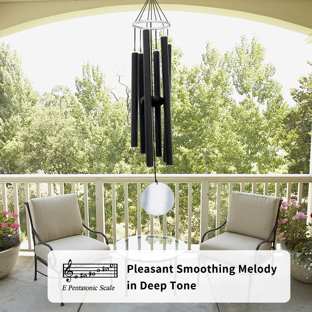 ASTARIN wind chimes hanging on a porch showing outdoor placement and calming atmosphere benefit
