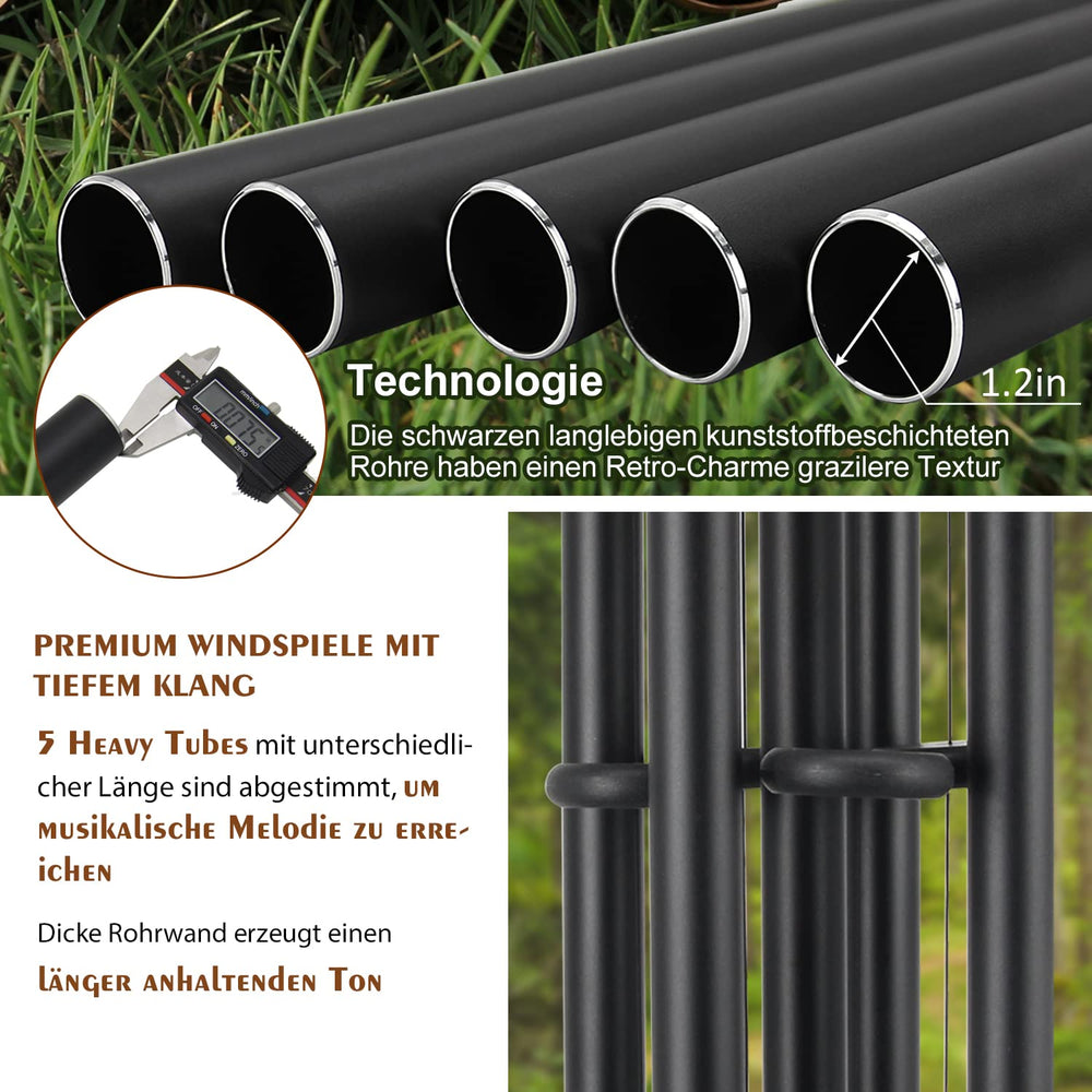 ASTARIN wind chime hanging in garden showing tranquil atmosphere benefit