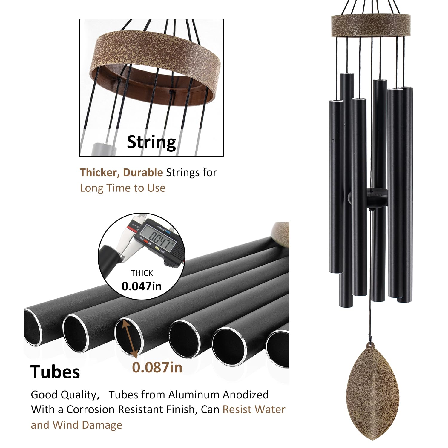 ASTARIN wind chime hanging in a garden setting adding ambiance and visual charm