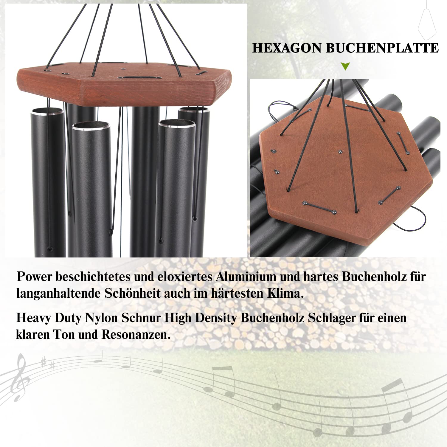 ASTARIN wind chimes in memorial garden setting conveying peaceful remembrance and durability