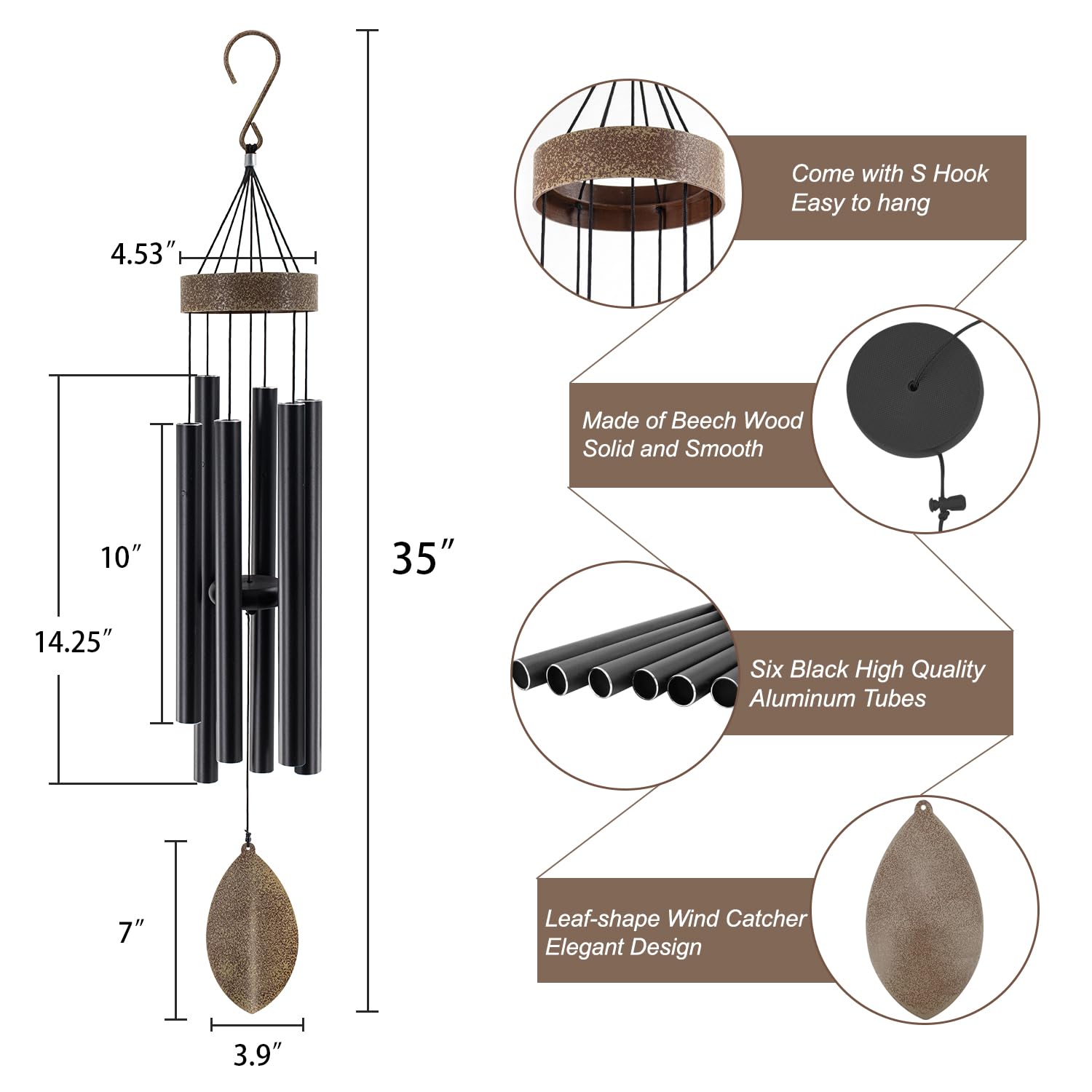 ASTARIN chime shown beside a ruler for scale to help choose correct size