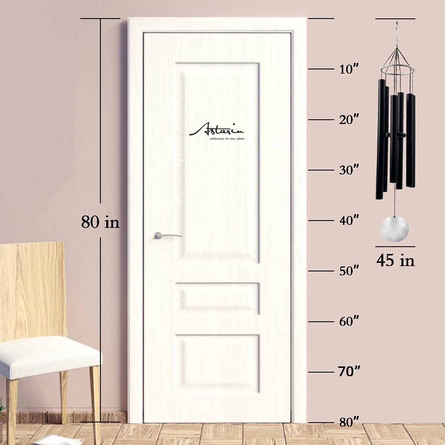 ASTARIN scale comparison with ruler showing 23.6-inch longest tube for deep tones