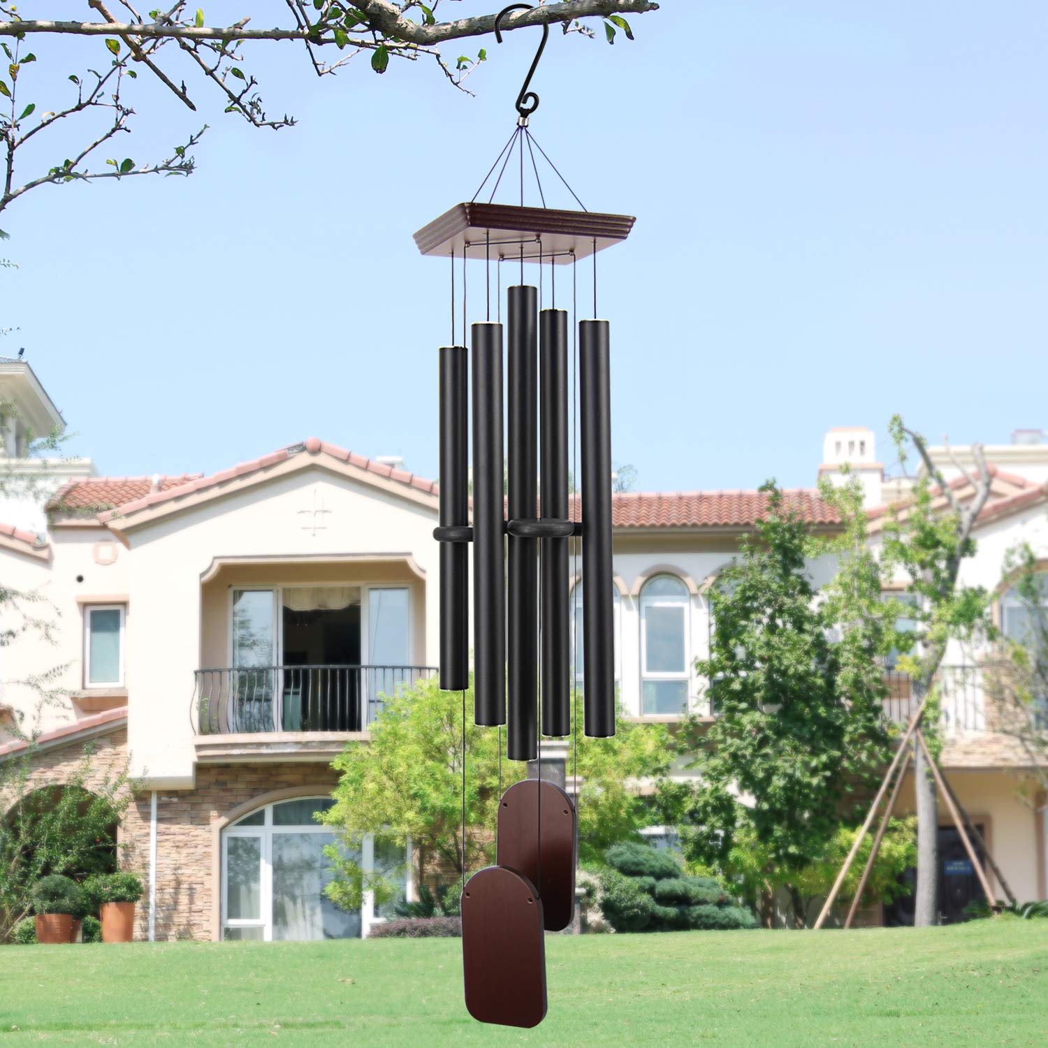 ASTARIN chime hanging from porch to show scale and installation convenience benefit