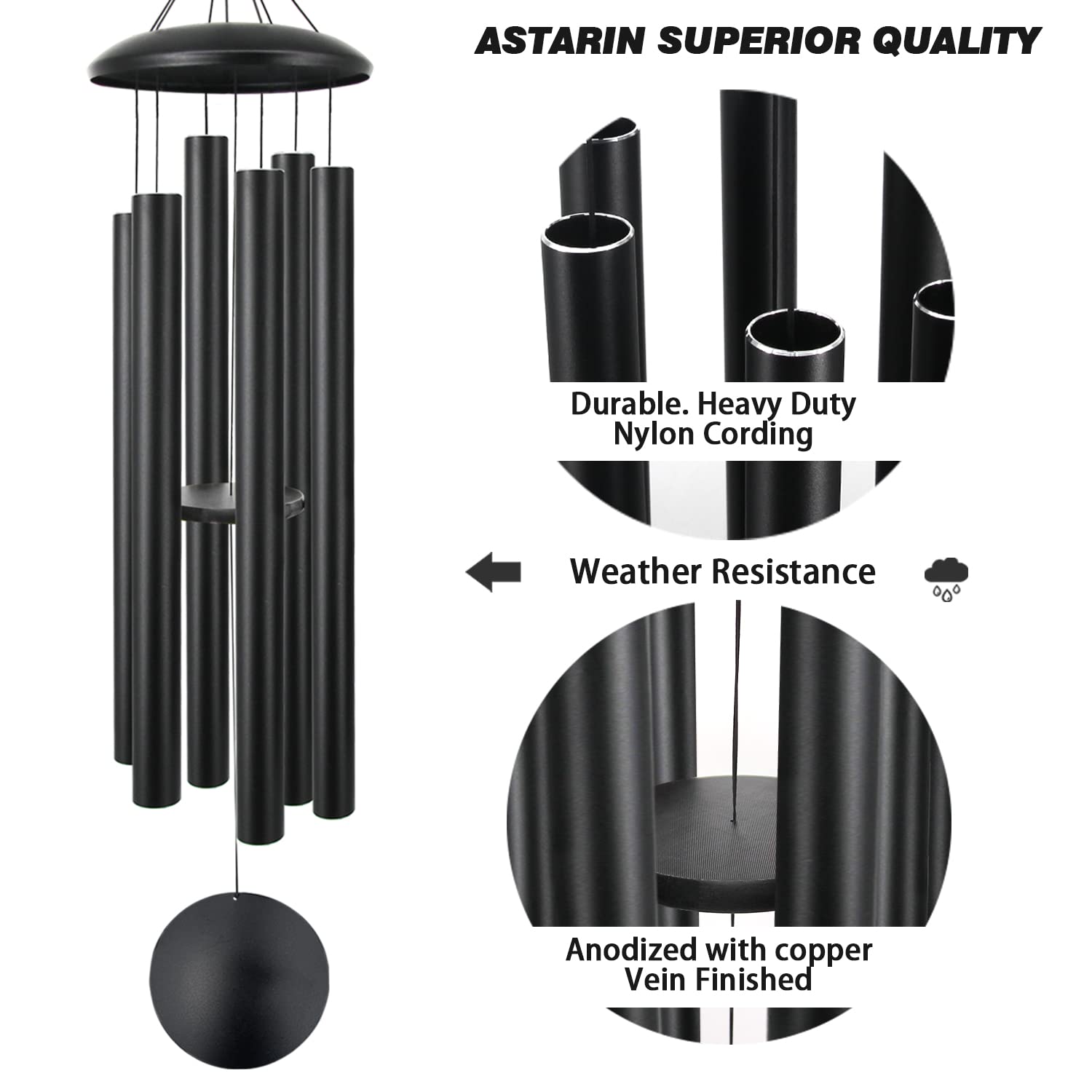 ASTARIN detail of striker and top hanger showing durable nylon cord and clearer, longer sustain