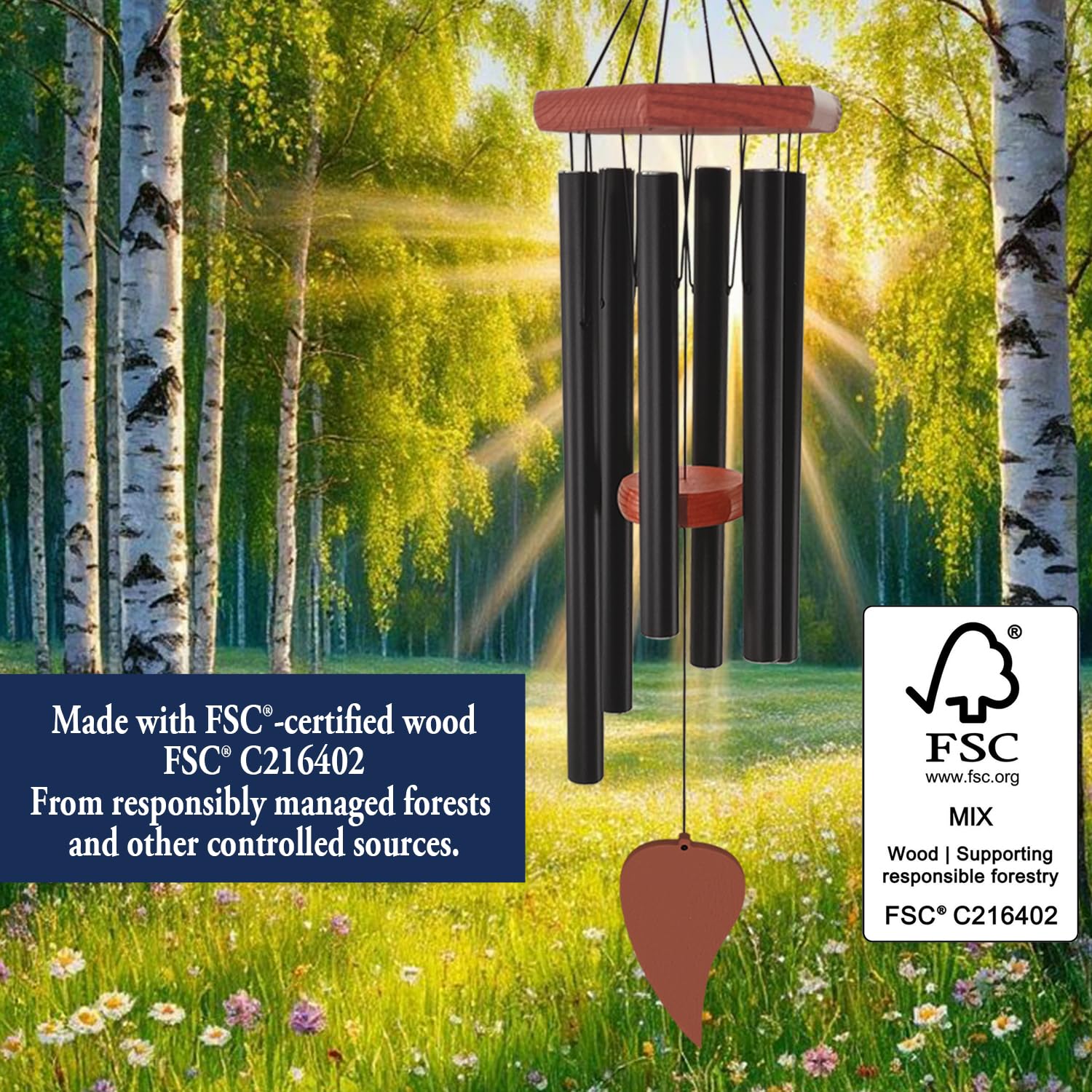ASTARIN wooden top suspension piece highlighting sturdy FSC wood