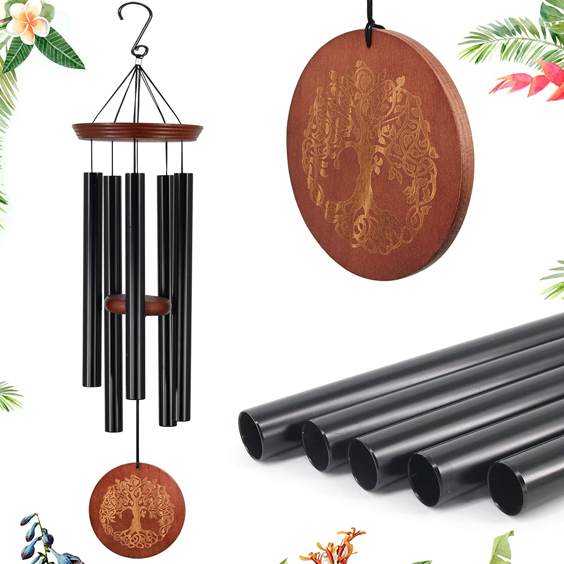 ASTARIN front view of Tree of Life wind chime showing overall design and presence