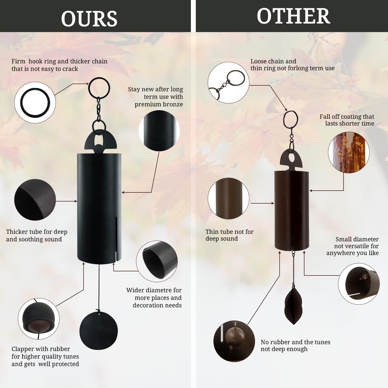 ASTARIN curved round wind catcher that captures breeze for consistent gentle dongs