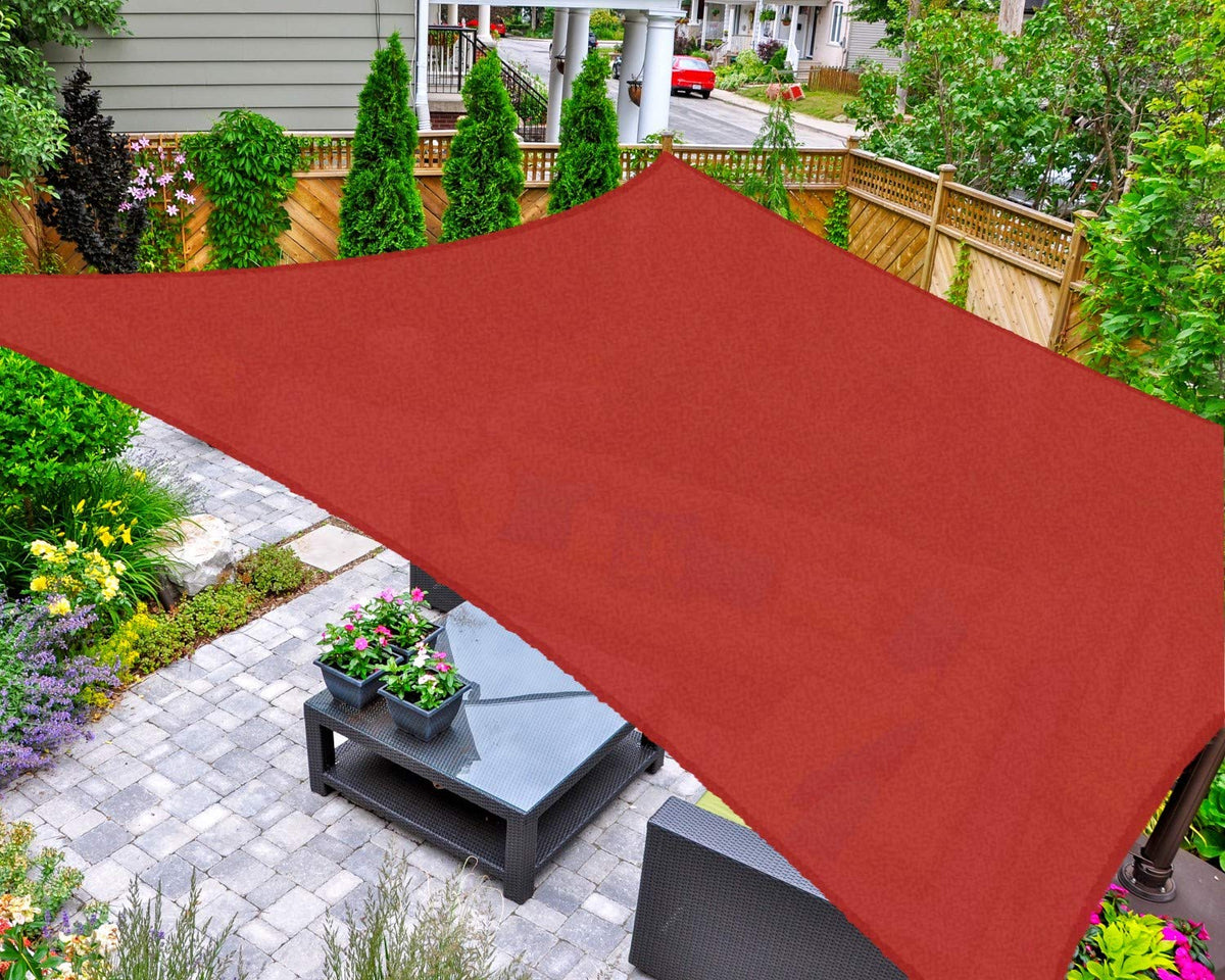 AsterOutdoor front view of 16x20 rectangle sail showing shaded area benefit