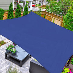 AsterOutdoor front view of 16x20 blue rectangle shade providing cooling shade