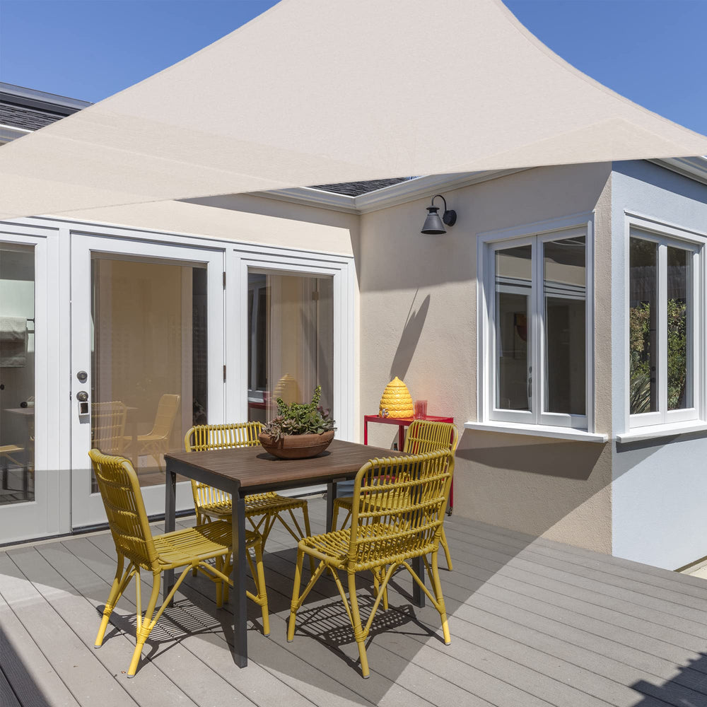 AsterOutdoor installed over patio providing shaded seating comfort