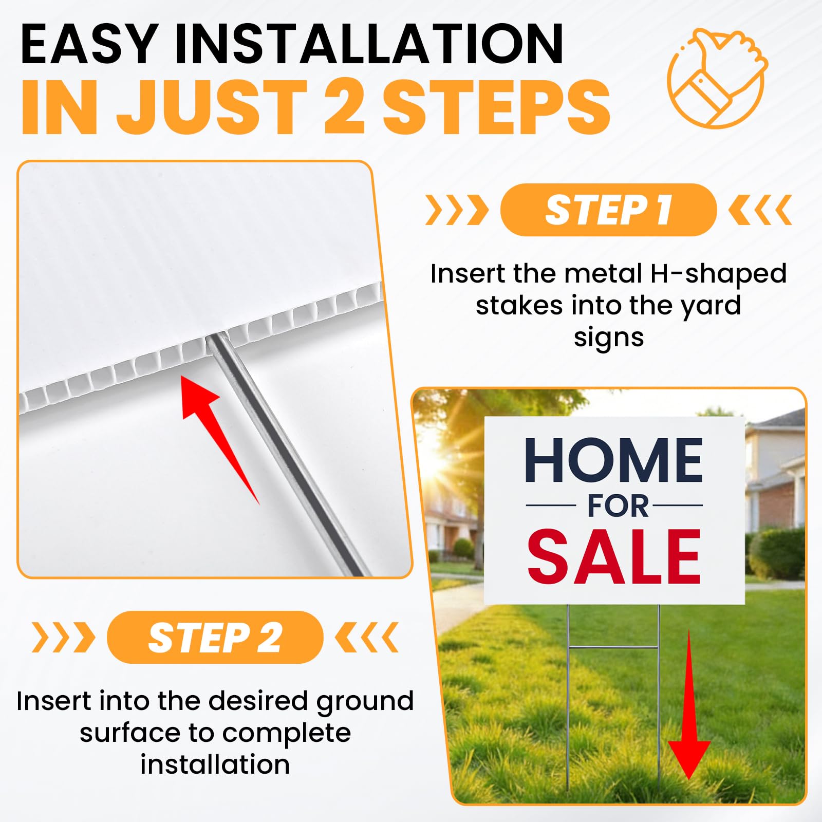 AstrivixDD sign installed in a yard demonstrating quick tool-free setup and visibility
