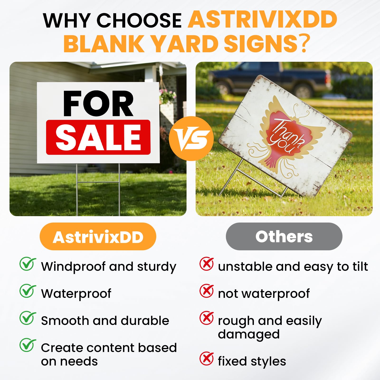 AstrivixDD sign held by hand for scale showing compact 17x12 inch size and portability