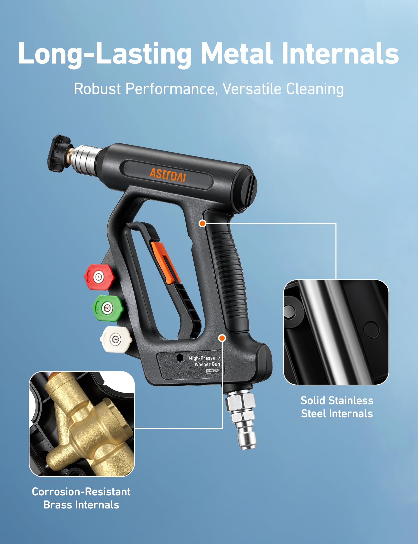 AstroAI in-hand with foam cannon attached for thicker foam application