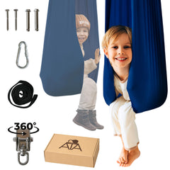 ATA zooz front view showing swing and packaging, highlights durable design
