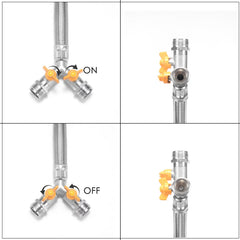 atadbtae splitter installed on faucet offering easy two-line control