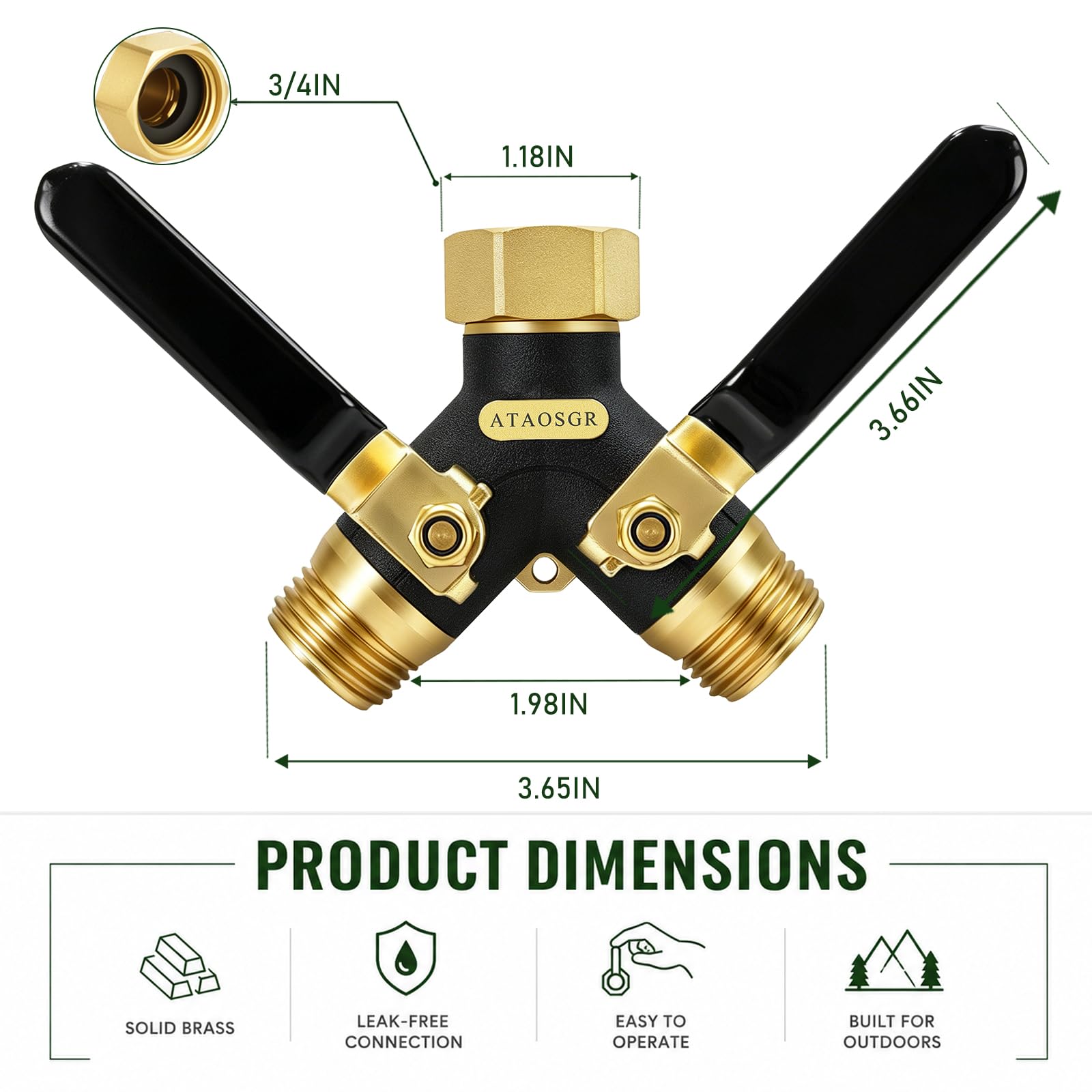 ATAOSGR splitter installed on outdoor faucet enabling two independent water lines