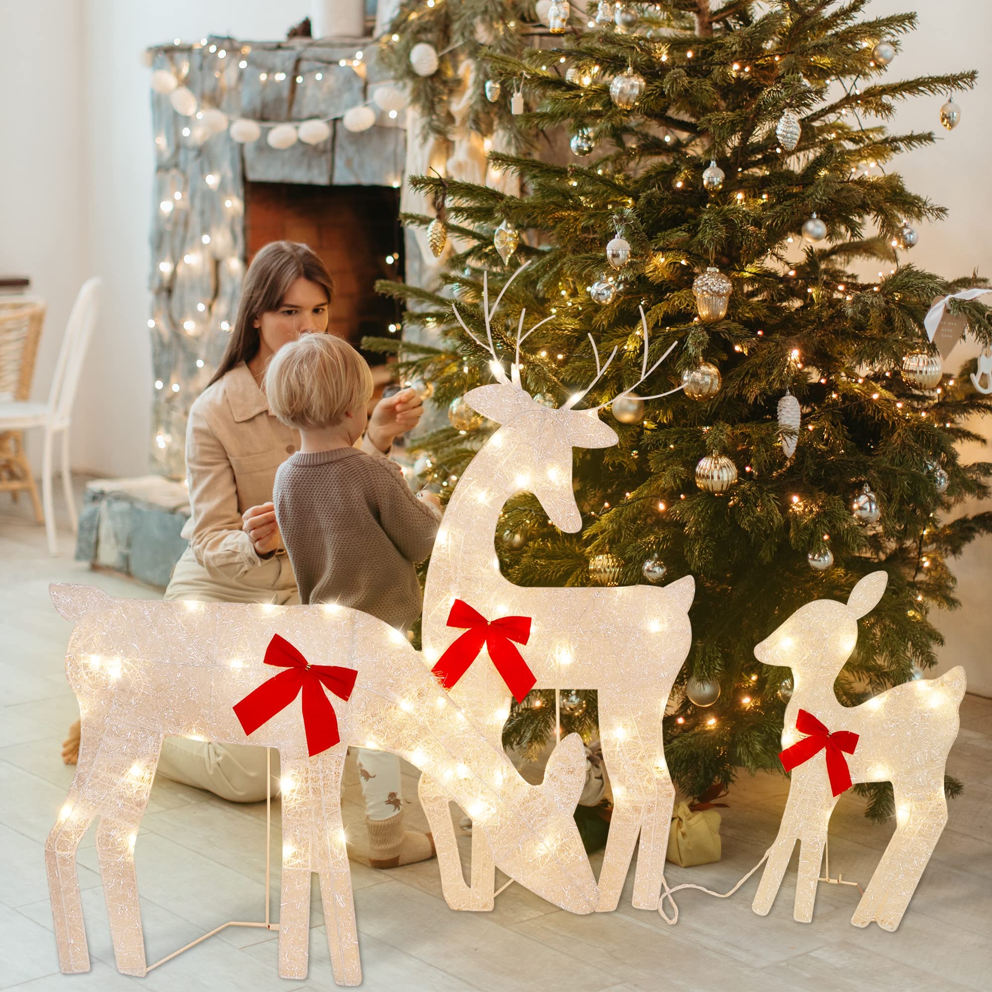ATDAWN indoor placement by Christmas tree showing compact, decorative benefit