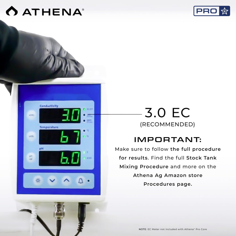 Athena Pro Core label close-up showing NPK 14-0-0 and micronutrient info for informed nutrient management