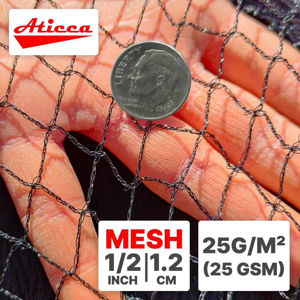 ATICCA close-up of 1/2-inch nylon mesh texture, showing bird-exclusion detail