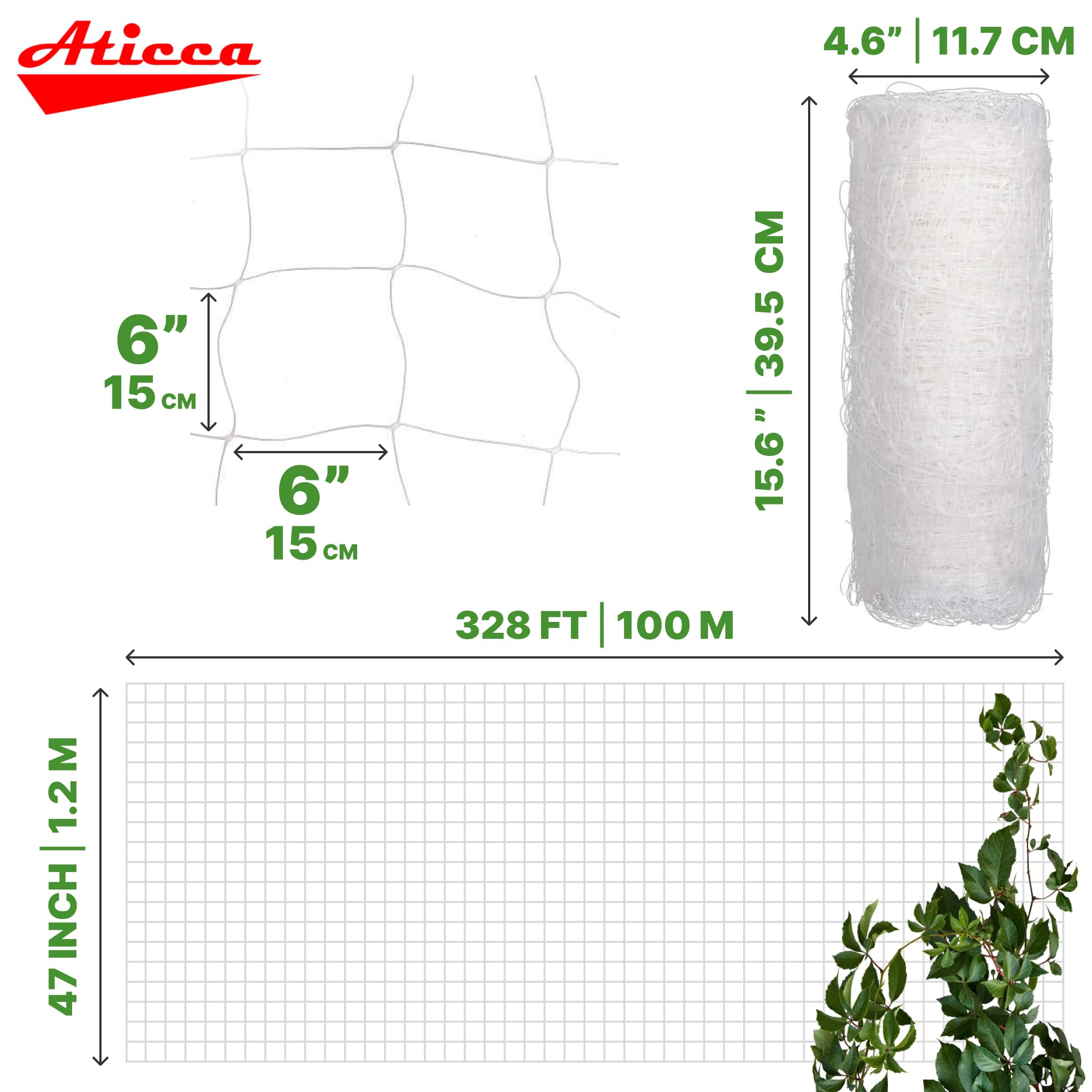 Aticca closeup mesh detail showing 6-inch squares and durable weave advantage