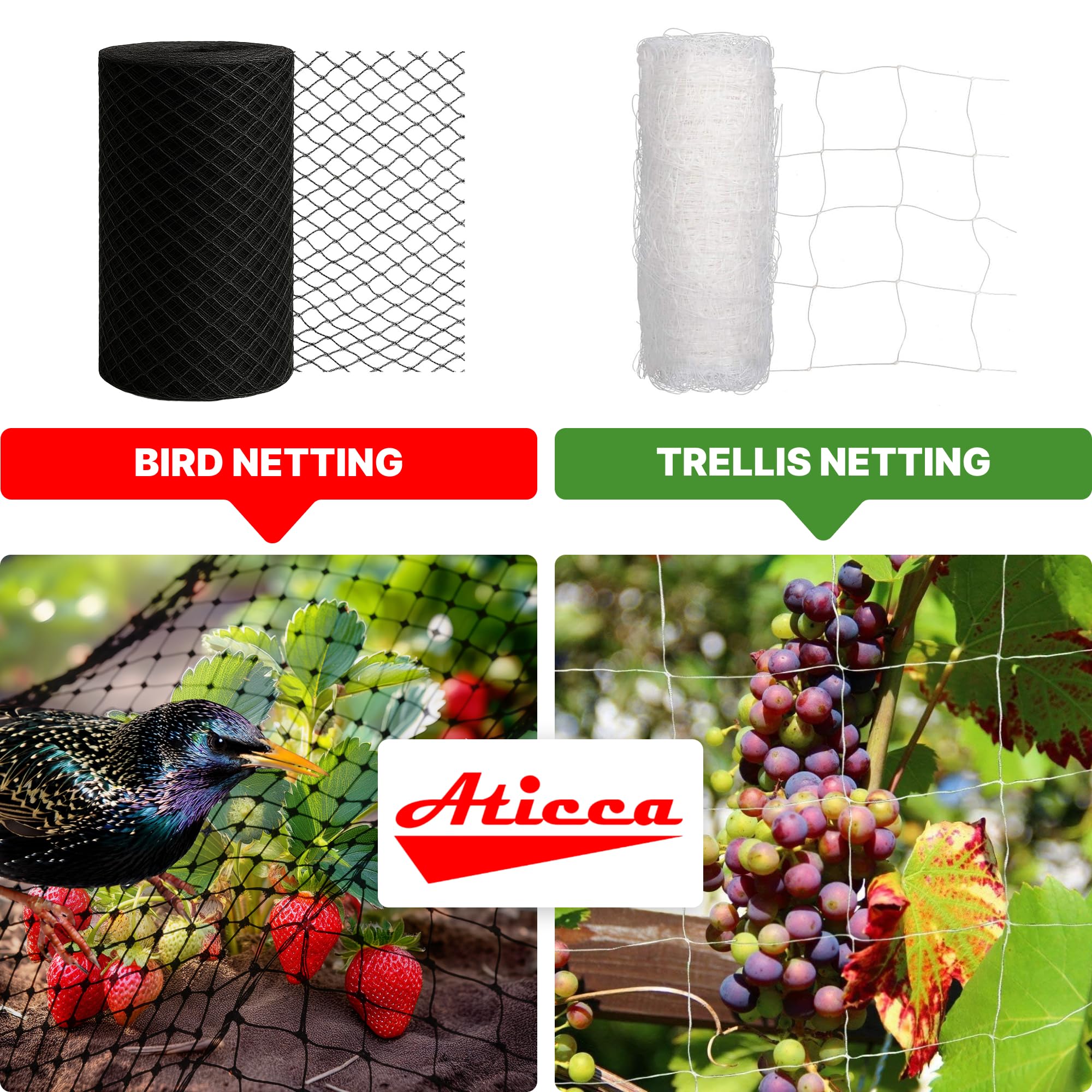 ATICCA netting covering fruit tree, protecting fruit while allowing light