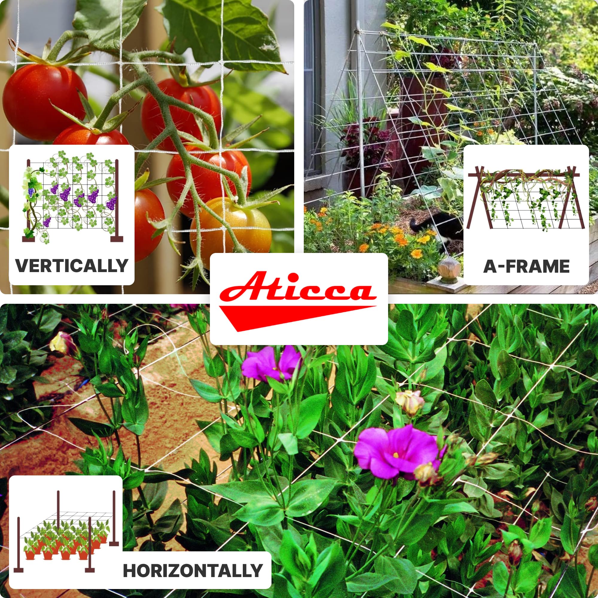 Aticca netting held by hands to show scale and easy-cut convenience for gardeners
