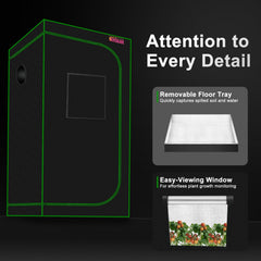 ATOUR removable floor tray catching runoff for cleaner indoor growing