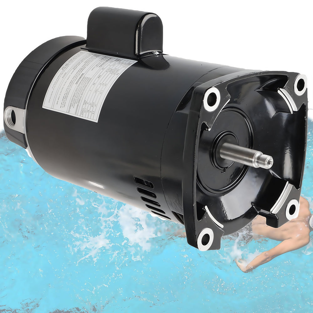 ATRACYPART B2854 poolside lifestyle image showing the motor installed near a backyard pool for reliable circulation