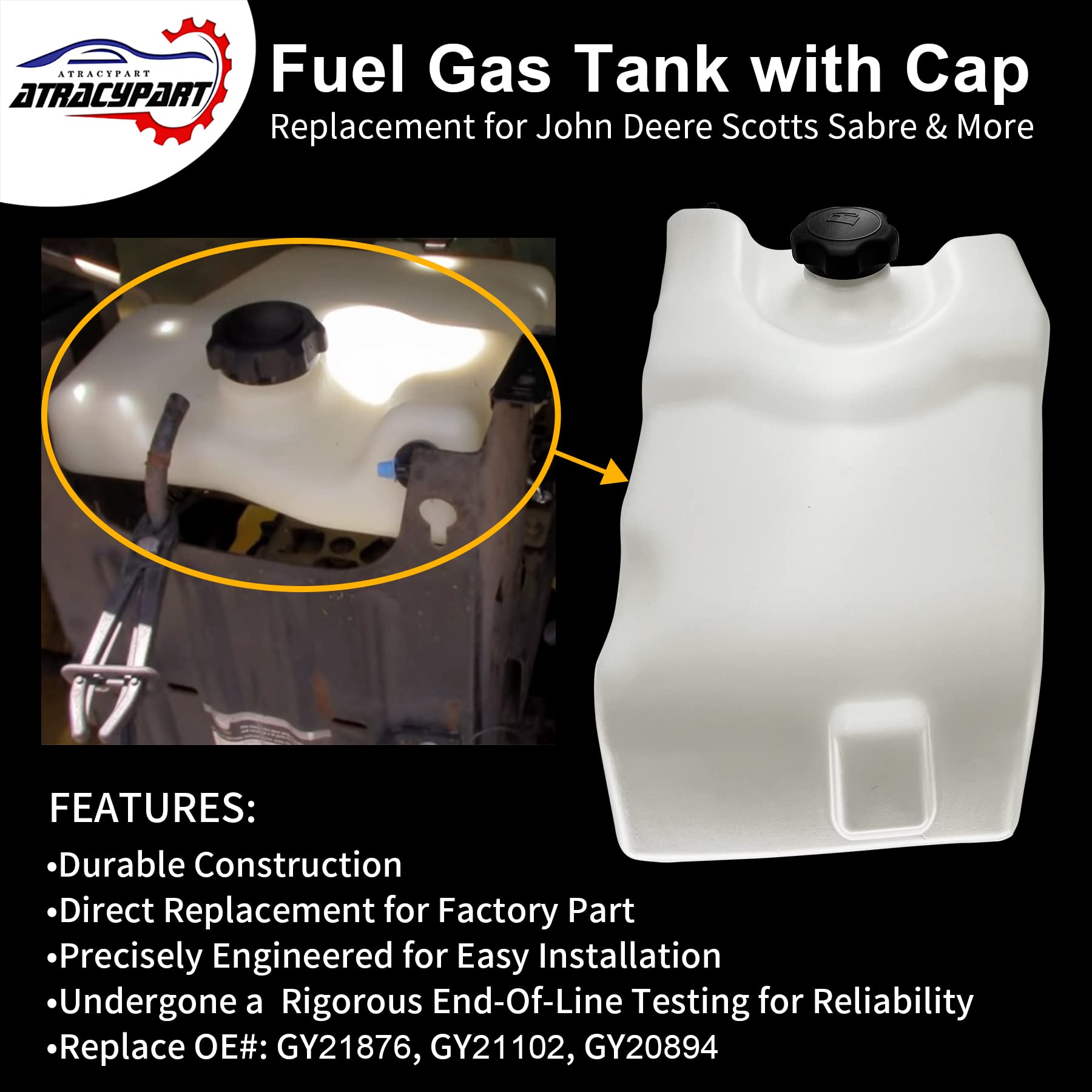 ATRACYPART close-up of filler neck for secure cap sealing and easy refuel
