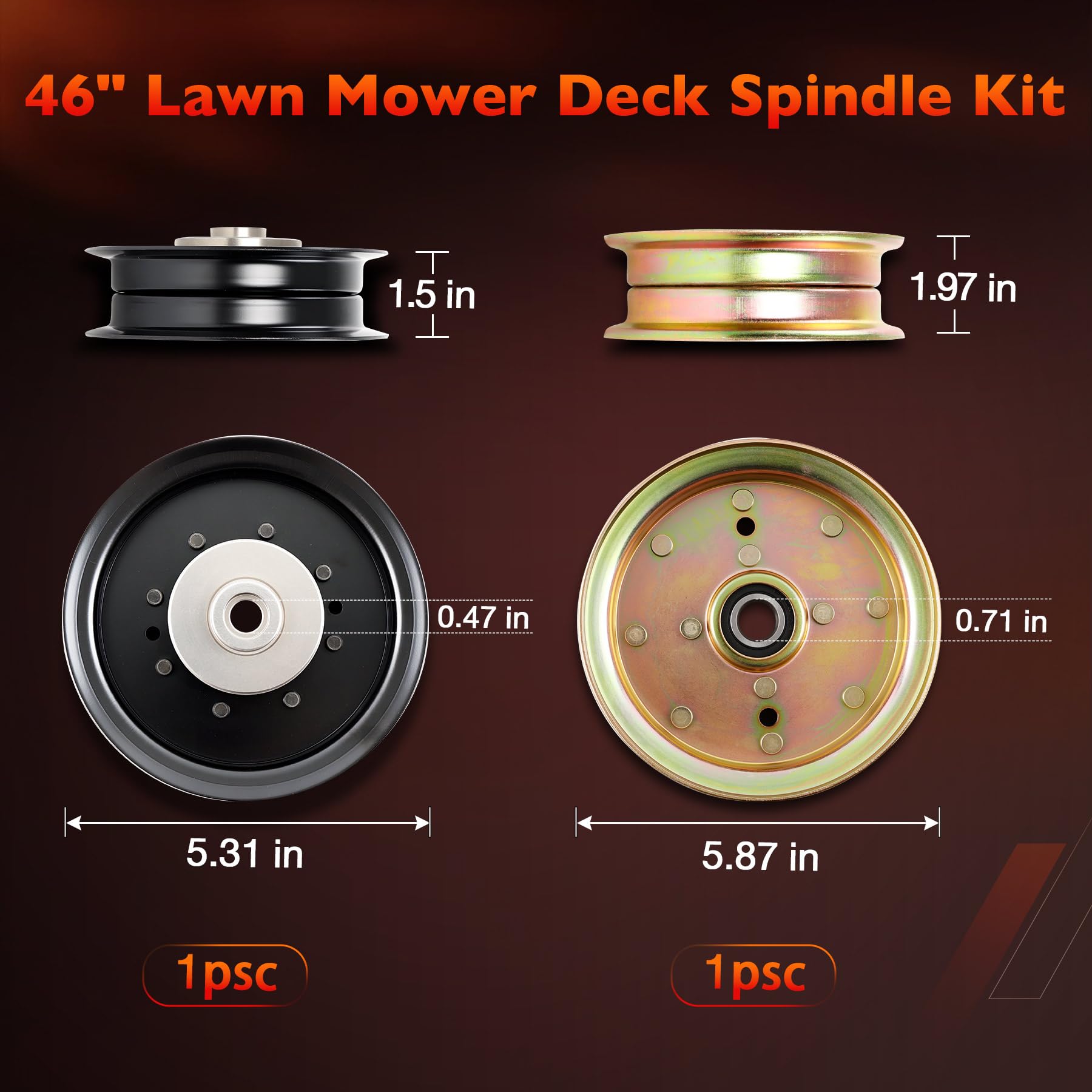 ATRACYPART spindle installed on mower deck demonstrating reduced noise benefit