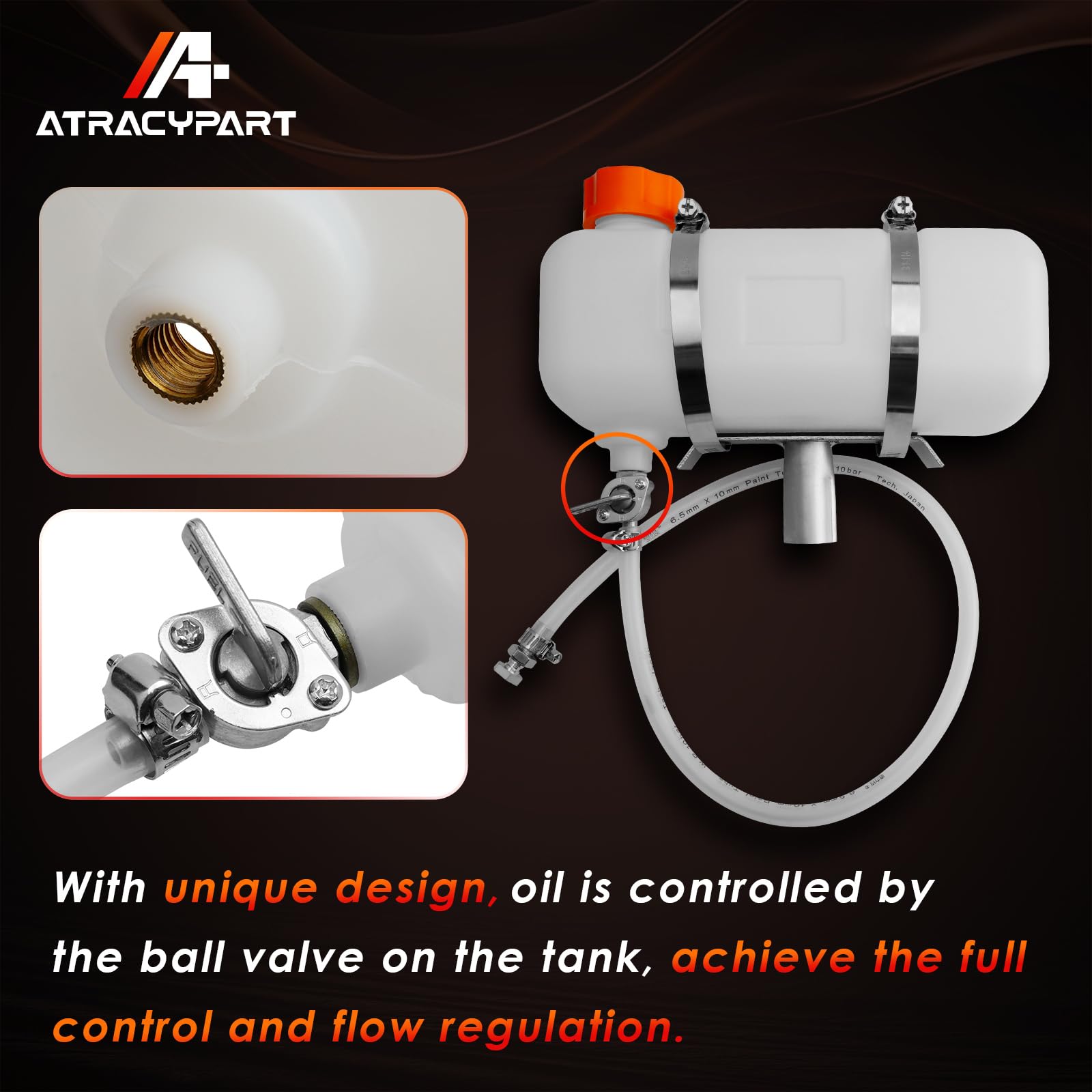 ATRACYPART tank beside ruler showing size and easy-install scale benefit