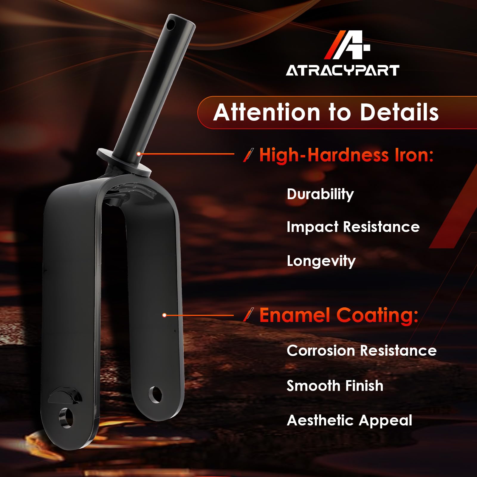 ATRACYPART fork beside ruler illustrating exact measurements for compatibility
