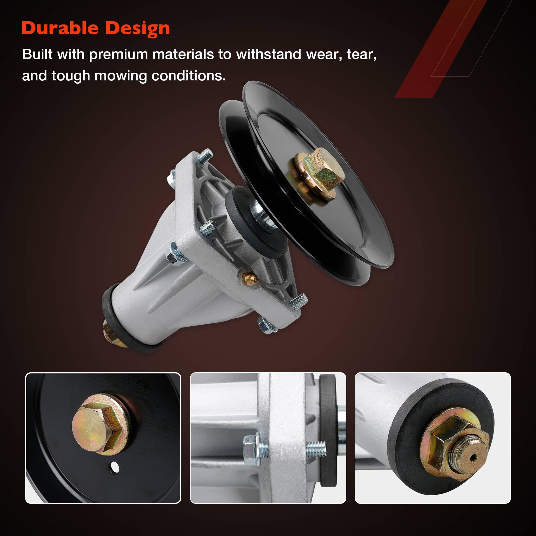 ATRACYPART spindle installed on a mower deck demonstrating restored cut quality