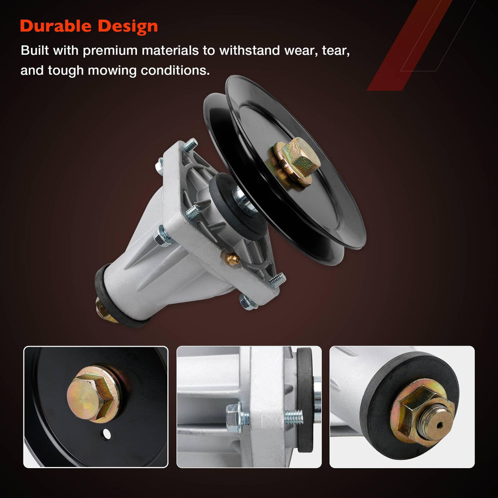 ATRACYPART spindle installed on a mower deck demonstrating restored cut quality