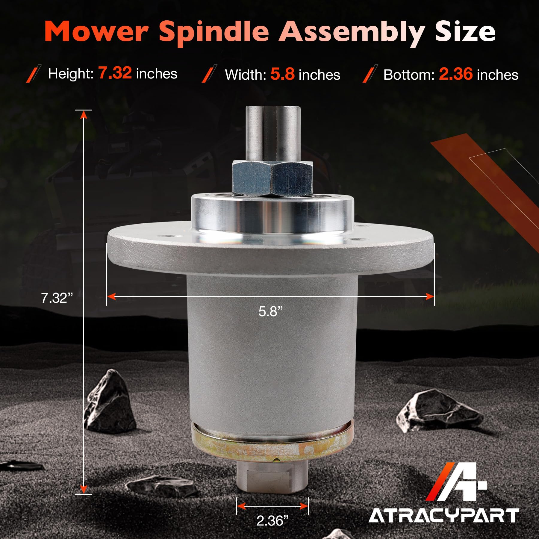 ATRACYPART spindle size comparison showing scale for correct fit verification