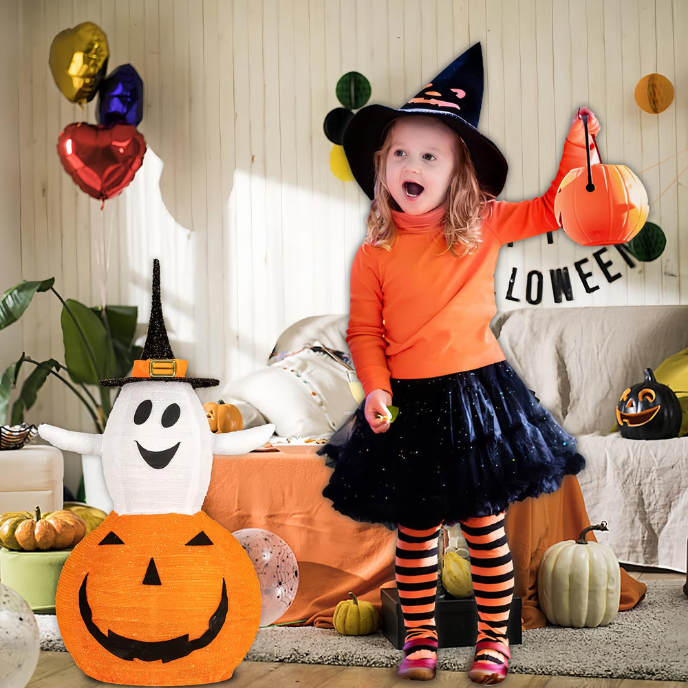 ATTGREAT side view of ghost with witch hat showing charming layered design