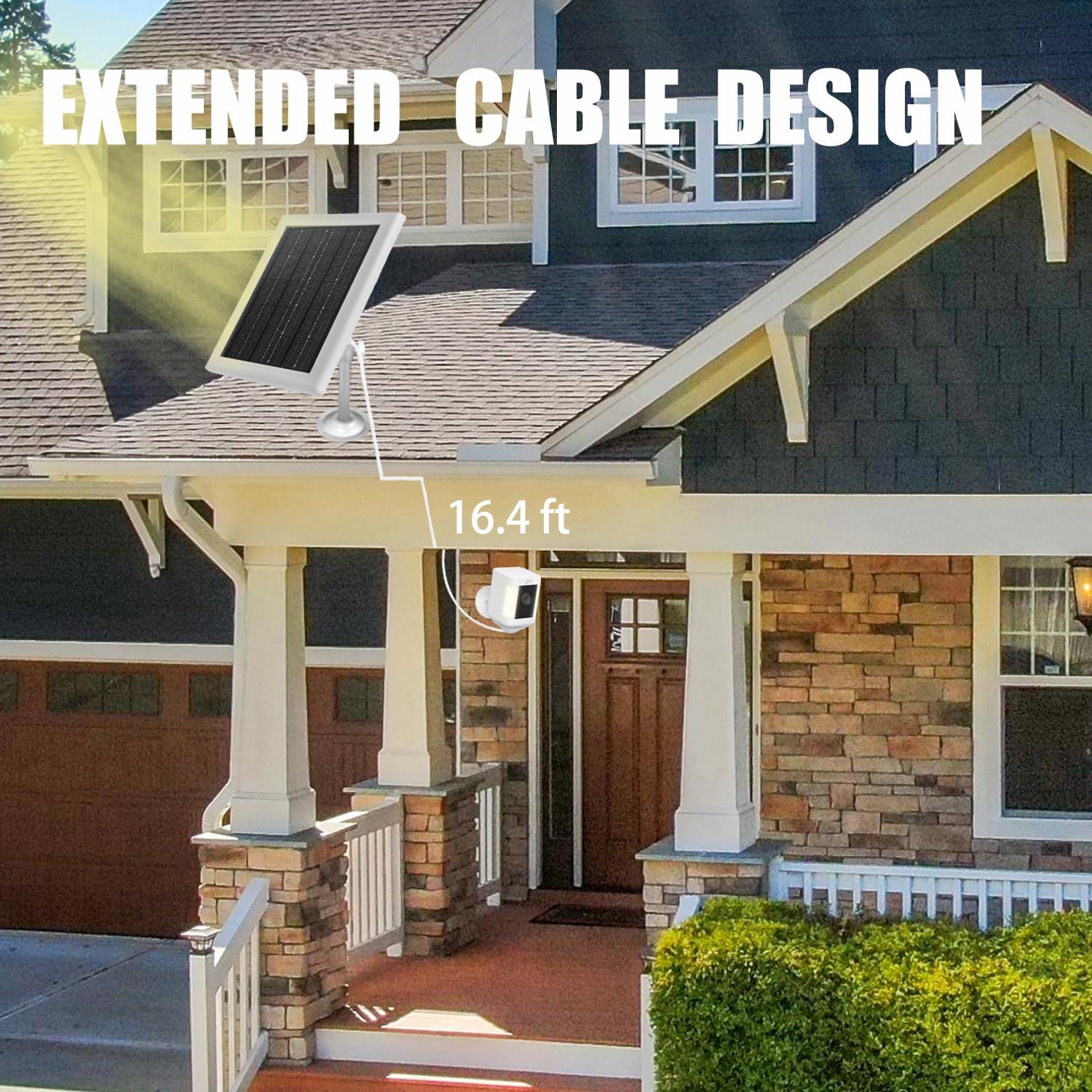 ATXXSCD two-pack installed overlooking driveway demonstrating extended runtime for multiple cameras