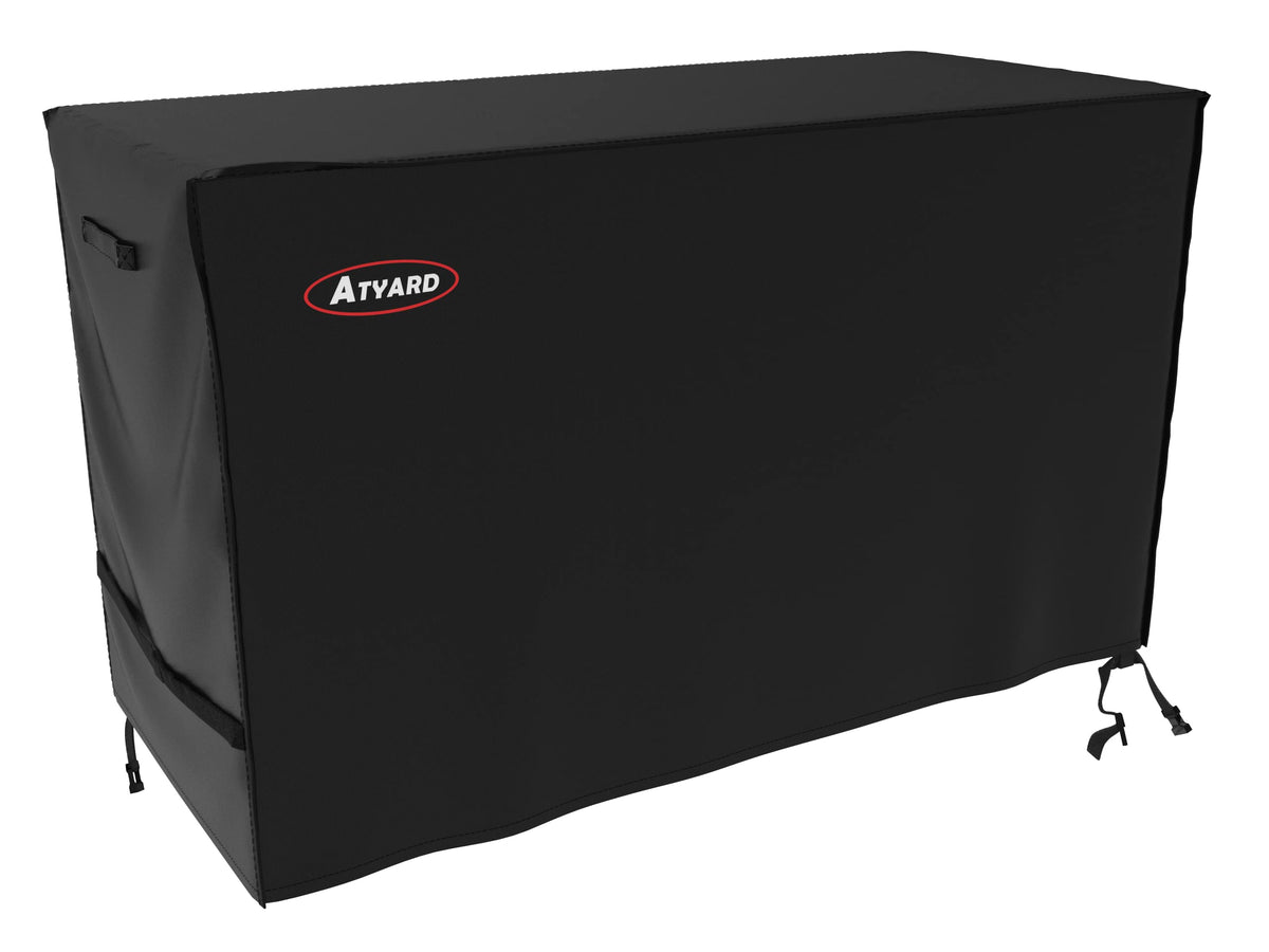ATYARD cover on Keter Unity front view showing weather protection benefit