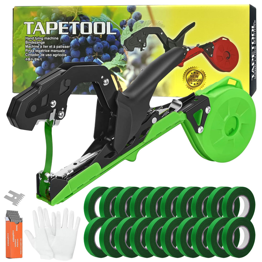 Audasi plant tying machine front view showing compact gun and ergonomic grip for fast tying