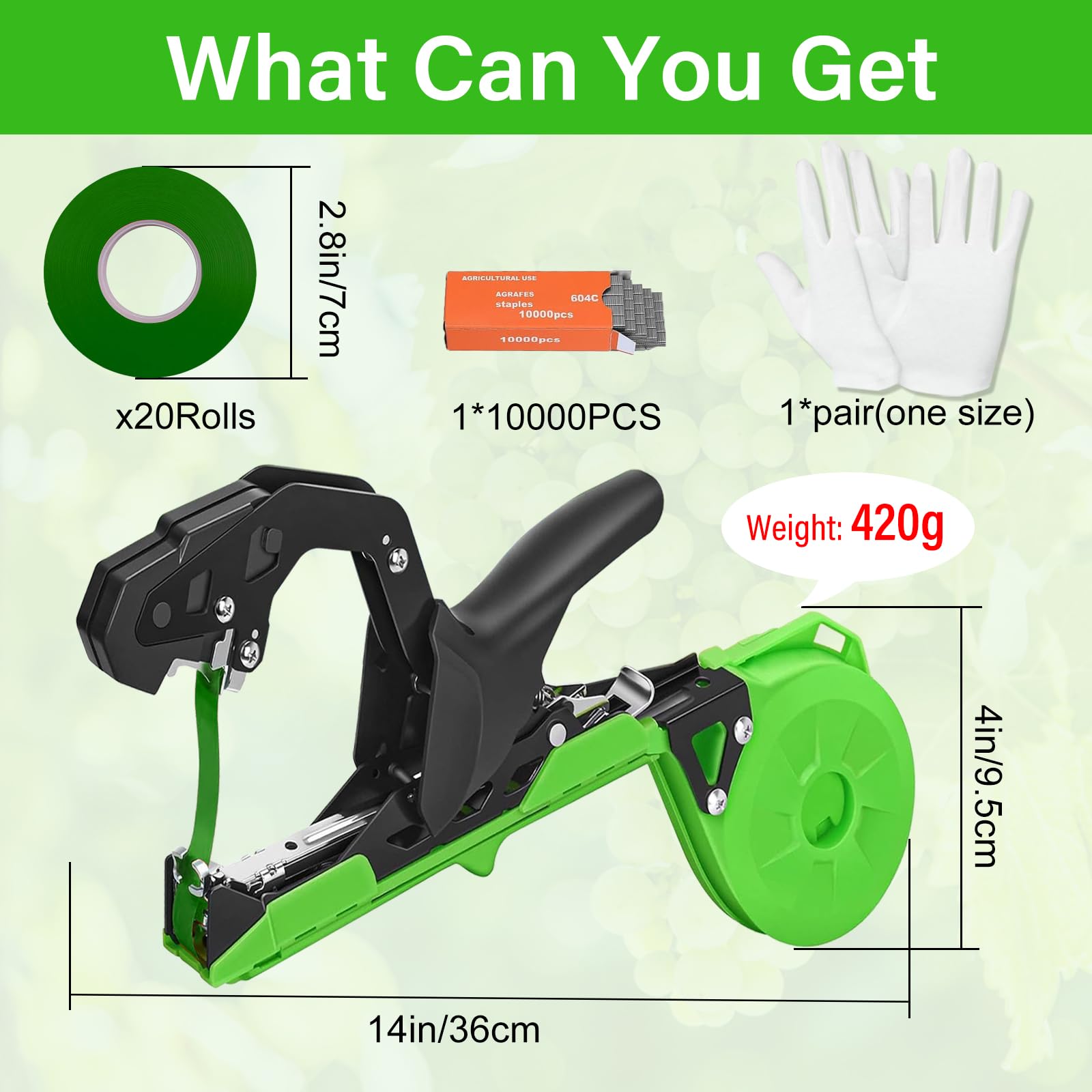 Audasi gun in hand for size comparison emphasizing lightweight 420g portability for long tasks