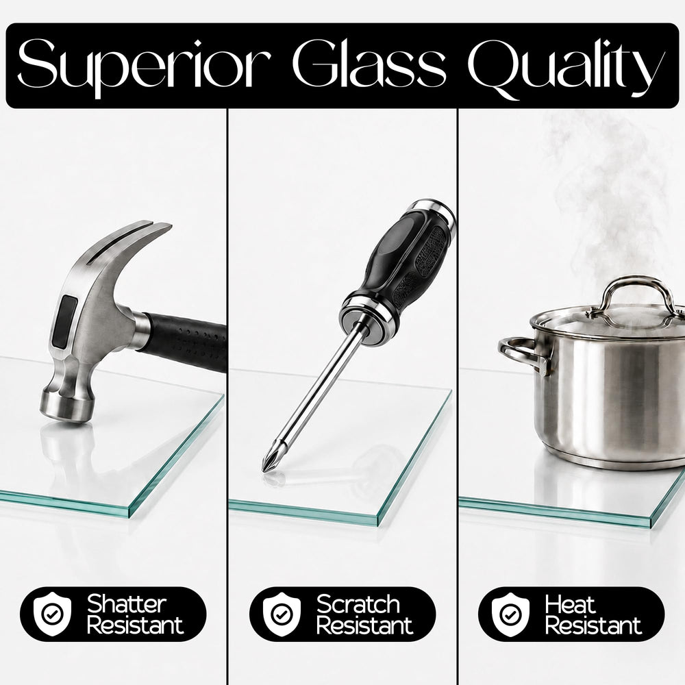 Augeno glass top placed on dining table modernizes and protects surface