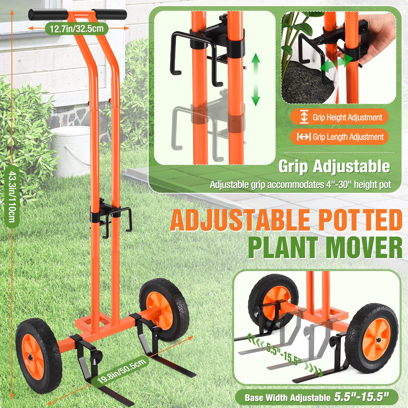 AugFir flat-free 8-inch wheel close-up for smooth outdoor rolling