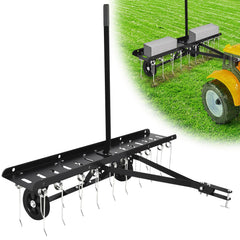 AugFir dethatcher front view showing tines and frame for effective lawn cleanup
