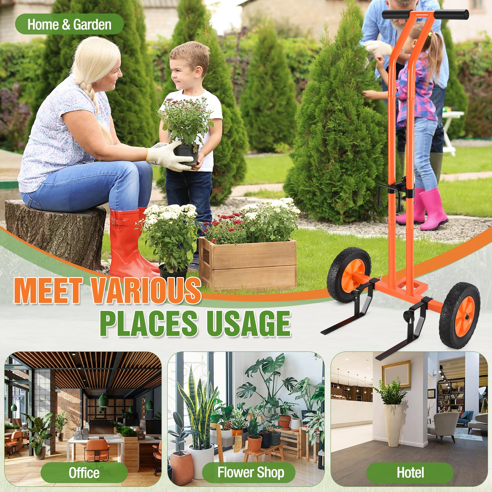 AugFir lifestyle patio move with person rolling heavy planter easily