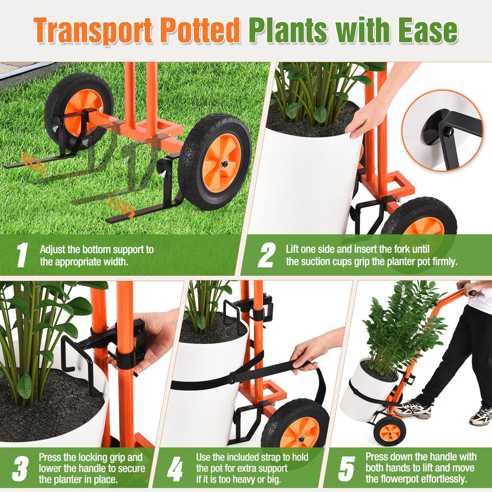 AugFir suction cup and strap securing a planter for safer transport