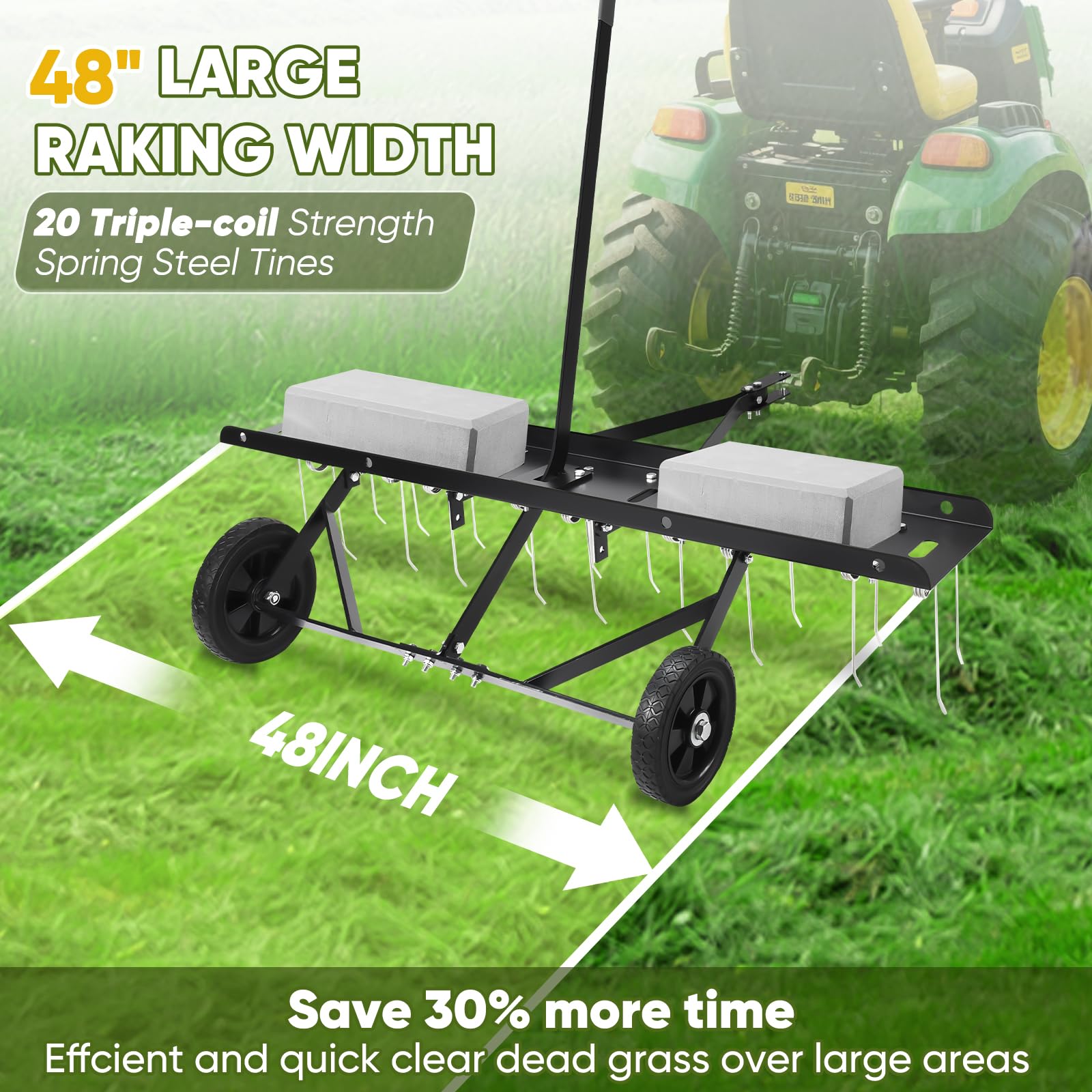 AugFir close-up of spring steel tines highlighting durable heat-treated construction