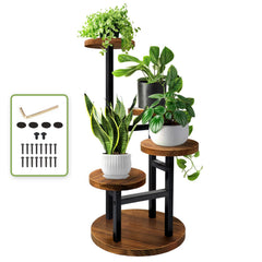 AUGOSTA full view of 4-tier corner plant stand showing compact display benefits