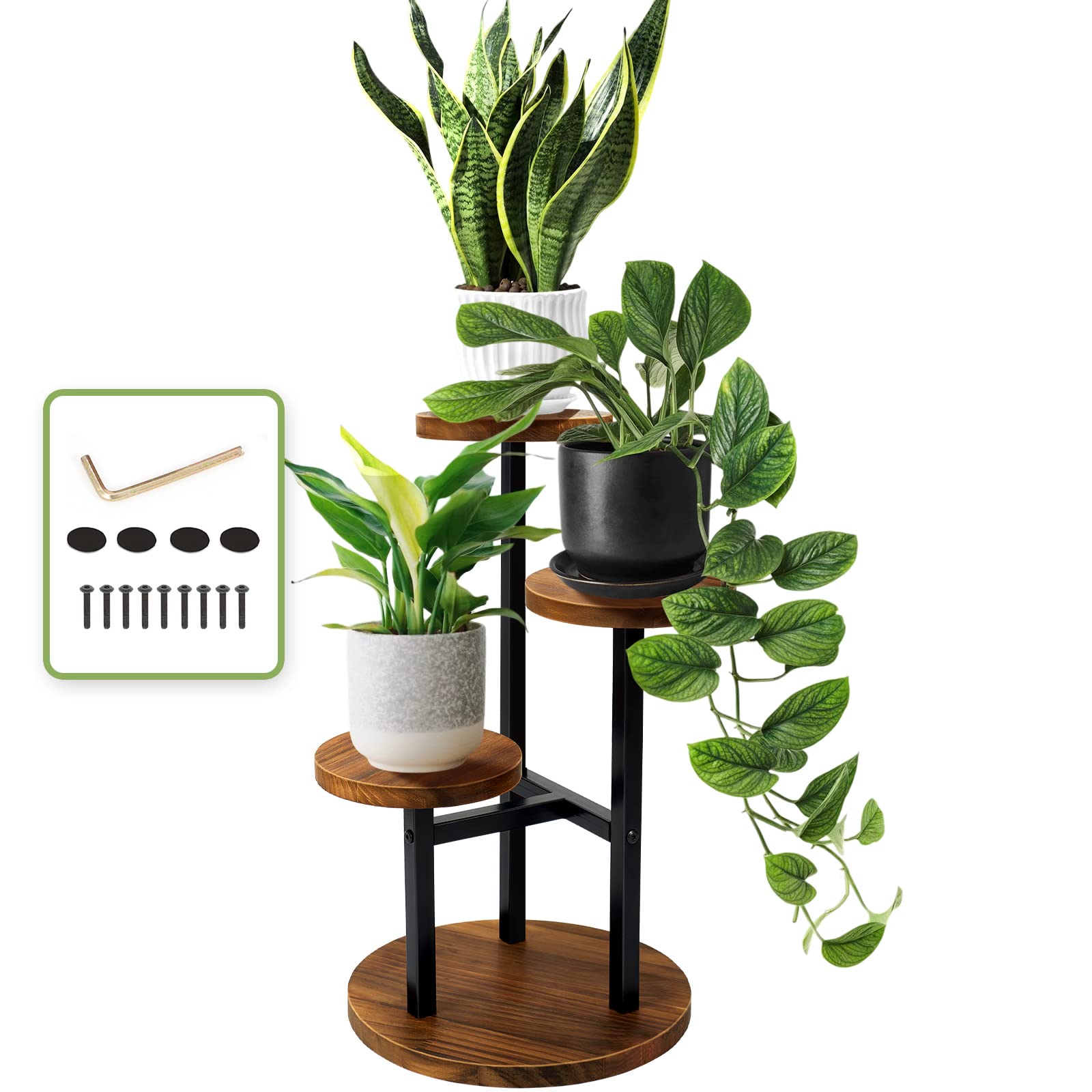 AUGOSTA front view of 3 tier plant stand showing balanced display
