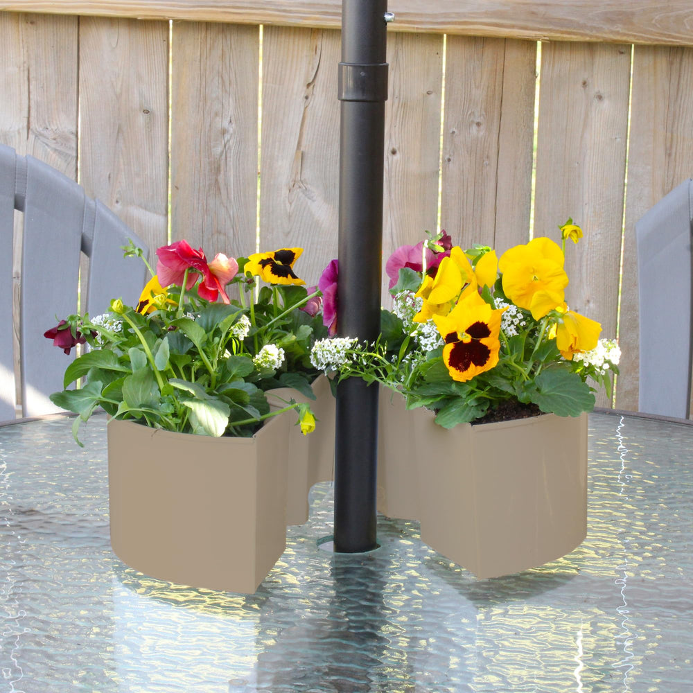 AuldHome Design greige planter side profile demonstrating half-circle shape and subtle color