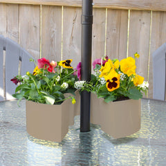 AuldHome Design greige planter side profile demonstrating half-circle shape and subtle color